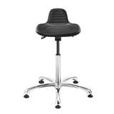 Polyurethane Seat, Sit Stand, Black, Polished Aluminum Base, Adj. 22"-32" redirect to product page