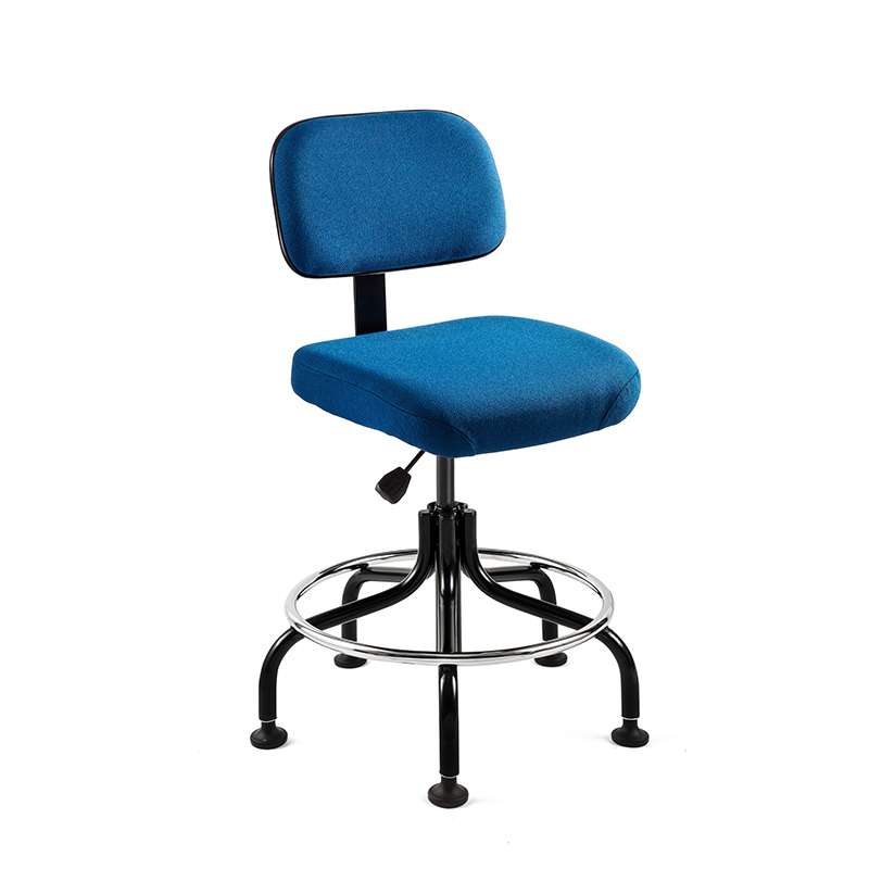 Doral Tall Height Royal Blue Fabric Chair, Non-Tilt, Black Tubular Steel Base with Welded Footring
