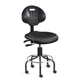 Everlast Mid Height Black Polyurethane Chair, Articulating Seat & Back Tilt, Black Tubular Steel Base with Welded Footring, Dual Wheel Hard Floor Casters redirect to product page