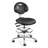 Everlast Mid Height Black Polyurethane Chair, Non-Tilt, Polished Aluminum Base with Adjustable Footring, Interval Braking Casters redirect to product page