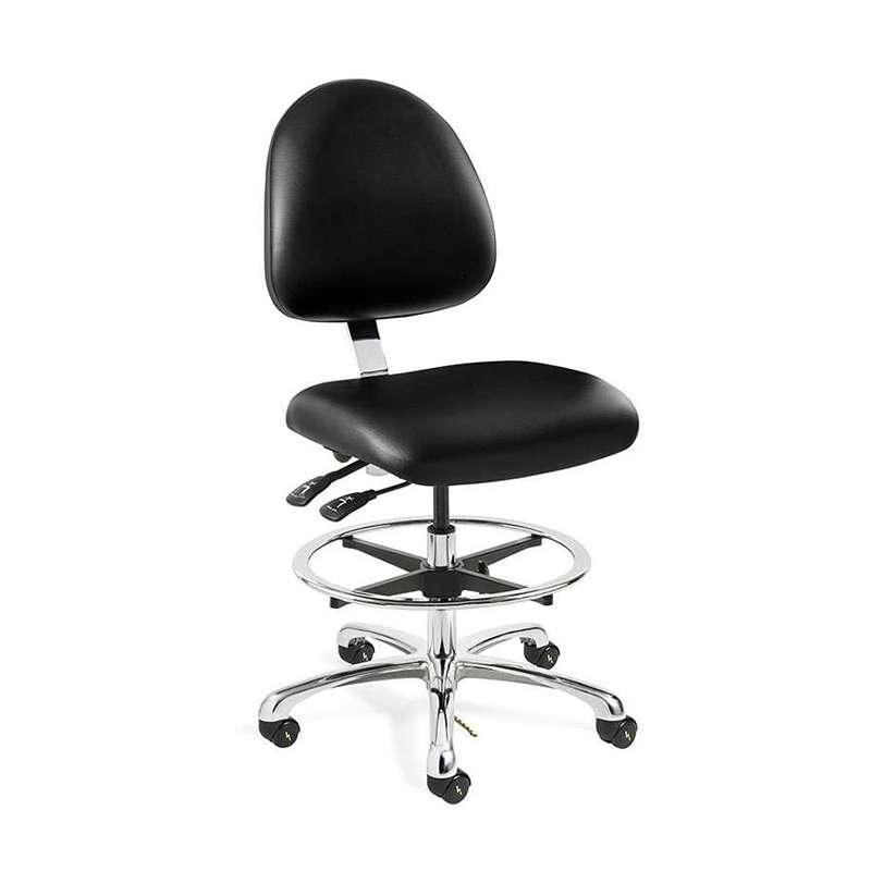 Bevco Cleanroom Vinyl Chair, ESD, Large, Black