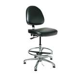 Integra Tall Height ISO5 Cleanroom Black Vinyl Chair, Medium Back, Non-Tilt, Polished Aluminum Base with Adjustable Footring redirect to product page