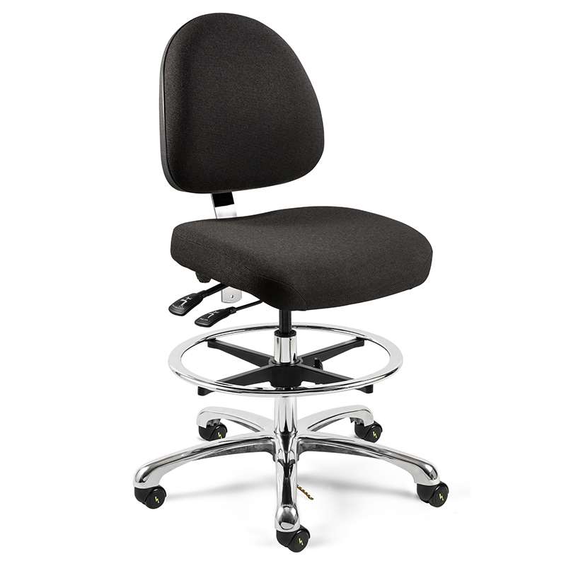 Integra ESD Upholstered Chair 20", Medium Back, Polished Base, Mushroom Glides