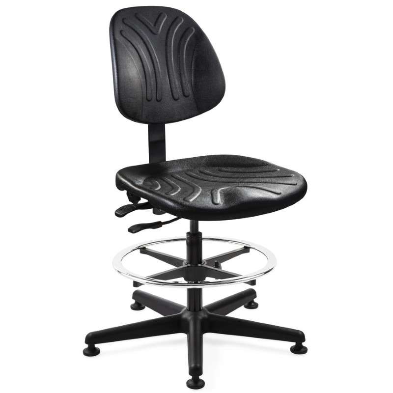 7302D Dura 7000D Series Ergonomic Chair with Independent Seat & Back Tilt Polyurethane 19" - 26.5" Mushroom Glides Black