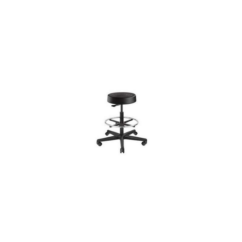 Ergolux Backless Stool, Soft Polyurethane Seat, Black Nylon Base, Dual-Wheel Hard Floor Casters, 24"