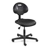 Everlast Desk Height Black Polyurethane Chair, Non-Tilt, Black Nylon Base, Dual Wheel Hard Floor Casters redirect to product page