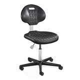 Everlast Desk Height ISO4 Cleanroom Black Polyurethane Chair, Non-Tilt, Black Nylon Base redirect to product page