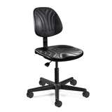 Dura Desk Height Heavy-Duty Black Polyurethane Chair, Non-Tilt, Black Nylon Base, Dual Wheel Hard Floor Casters redirect to product page