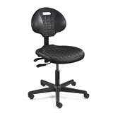 Everlast Desk Height Black Polyurethane Chair, Articulating Seat & Back Tilt, Black Nylon Base, Dual Wheel Hard Floor Casters, Dual Wheel Hard Floor Casters redirect to product page
