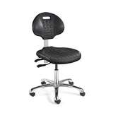 Everlast Desk Height Black Polyurethane Chair, Articulating Seat & Back Tilt, Polished Aluminum Base, Dual Wheel Hard Floor Casters redirect to product page