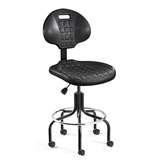Everlast Mid Height Black Polyurethane Chair, Non-Tilt, Black Tubular Steel Base with Welded Footring, Dual Wheel Hard Floor Casters redirect to product page