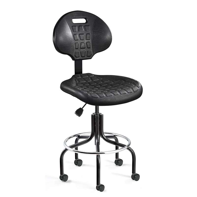 Everlast Mid Height Black Polyurethane Chair, Non-Tilt, Black Tubular Steel Base with Welded Footrin