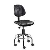 Dura Mid Height Heavy-Duty Black Polyurethane Chair, Non-Tilt, Black Tubular Steel Base with Welded Footring, Dual Wheel Hard Floor Casters redirect to product page