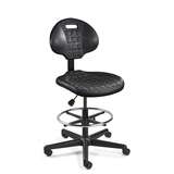 Everlast Tall Height Black Polyurethane Chair, Non-Tilt, Black Nylon Base with Adjustable Footring, Dual Wheel Hard Floor Casters redirect to product page