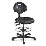 Everlast Tall Height Black Polyurethane Chair, Articulating Seat & Back Tilt, Black Nylon Base with Adjustable Footring, Dual Wheel Hard Floor Casters redirect to product page