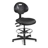 Everlast Tall Height Black Polyurethane Chair, Articulating Seat & Back Tilt, Black Nylon Base with Adjustable Footring redirect to product page