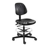 Dura Tall Height Heavy-Duty Black Polyurethane Chair, Articulating Seat & Back Tilt, Black Nylon Base with Adjustable Footring, Dual Wheel Hard Floor Casters redirect to product page