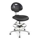 Everlast Tall Height Black Polyurethane Chair, Non-Tilt, Polished Aluminum Base with Adjustable Footring redirect to product page