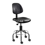 Everlast Tall Height Black Polyurethane Chair, Non-Tilt, Black Tubular Steel Base with Welded Footring, Dual Wheel Hard Floor Casters redirect to product page