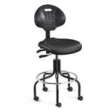 Everlast Tall Height Black Polyurethane Chair, Articulating Seat & Back Tilt, Adjustable Footring, Dual Wheel Hard Floor Casters, Black Tubular Steel Base with Welded Footring, Dual Wheel Hard Floor Casters redirect to product page