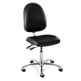 Integra Desk Height ESD Black Vinyl Chair, Large Back, Articulating Seat & Back Tilt, Polished Aluminum Base, ESD Dual Wheel Hard Floor Casters redirect to product page