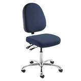 Integra Desk Height Navy Blue Fabric Chair, Large Back, Articulating Seat & Back Tilt, Polished Aluminum Base, Dual Wheel Hard Floor Casters redirect to product page