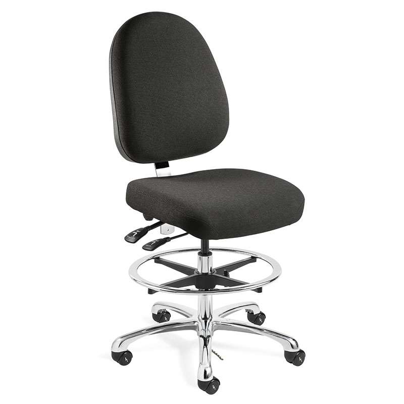 Integra Mid Height ESD Ebony Fabric Chair, Large Back, Articulating Seat & Back Tilt, Polished Alumi