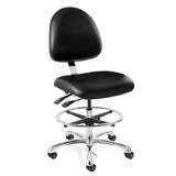 Integra Mid Height ESD/ISO6 Cleanroom Black Vinyl Chair, Medium Back, Articulating Seat & Back Tilt, Polished Aluminum Base with Adjustable Footring, ESD Dual Wheel Hard Floor Casters redirect to product page