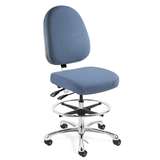 Integra Tall Height ESD Slate Blue Fabric Chair, Large Back, Articulating Seat & Back, Polished Polished Aluminum Basew with Adjustable Footring, ESD Dual Wheel Hard Floor Casters redirect to product page