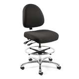 Integra Tall Height Black Fabric Chair, Medium Back, Articulating Seat & Back Tilt, Polished Aluminum Base with Adjustable Footring, Dual Wheel Hard Floor Casters redirect to product page