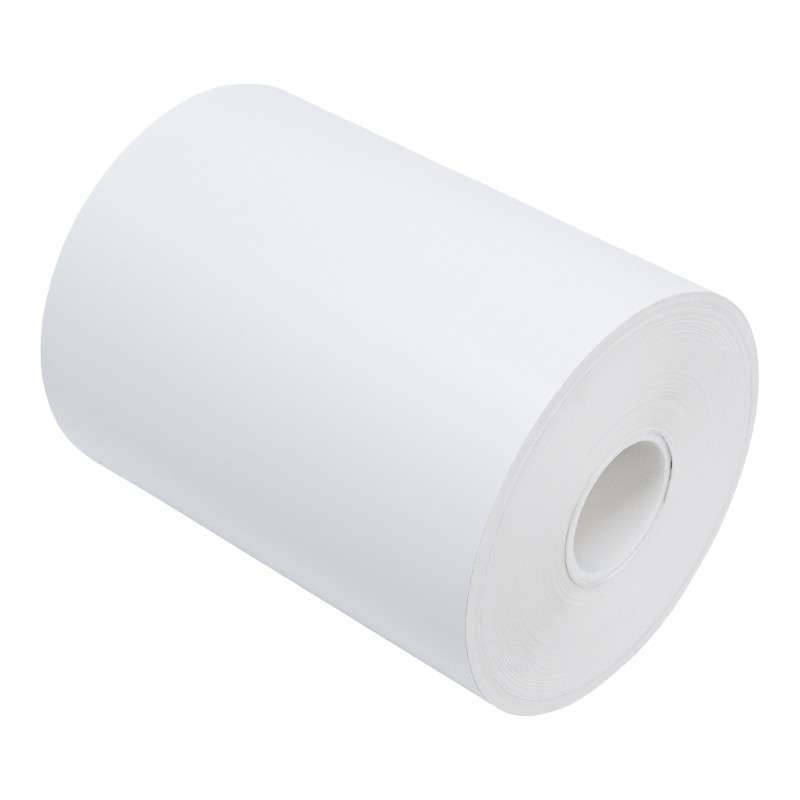 Liner-Free DT White Paper Label Roll, 4.19" x 170', 3.125" OD, 1" Core ID, Full Coverage Adhesive, Case of 32 Rolls