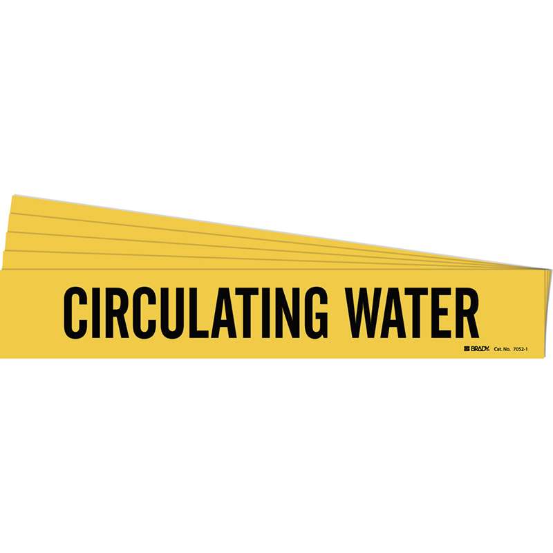 CIRCULATING WATER Pipe Marker Style 1 Black on Yellow 1 per Card, 5 PK