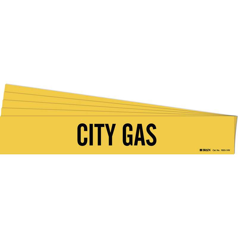 CITY GAS Pipe Marker Style 1HV Black on Yellow 1 per Card, 5 PK