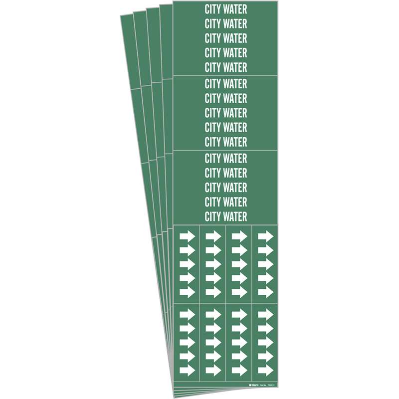 CITY WATER Pipe Marker Style 3C Arrows Vinyl White on Green 3 per Card, 5 PK