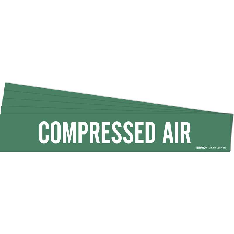 COMPRESSED AIR Pipe Marker Style 1HV White on Green 1 per Card, 5 PK