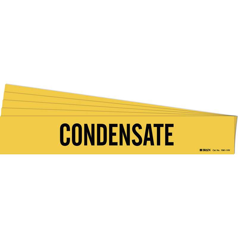 CONDENSATE Pipe Marker Style 1HV Black on Yellow 1 per Card, 5 PK