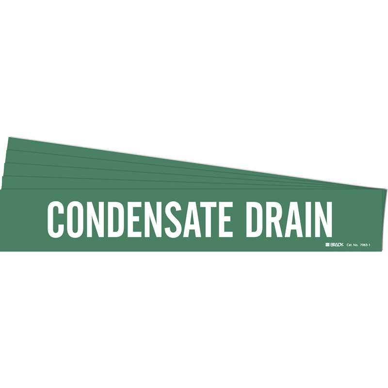 CONDENSATE DRAIN Pipe Marker Style 1 Vinyl White on Green 1 per Card, 5 PK