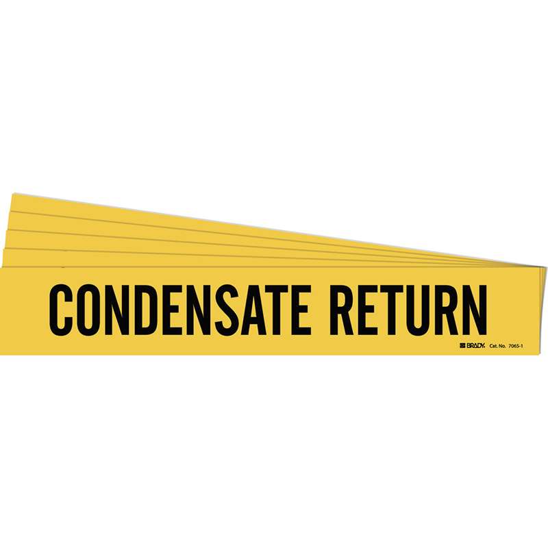 CONDENSATE RETURN Pipe Marker Style 1 Vinyl Black on Yellow 1 per Card, 5 PK
