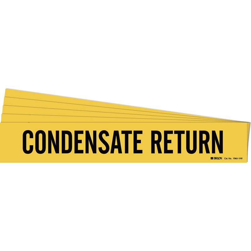 CONDENSATE RETURN Pipe Marker Style 1HV Vinyl Black on Yellow 1 per Card, 5 PK
