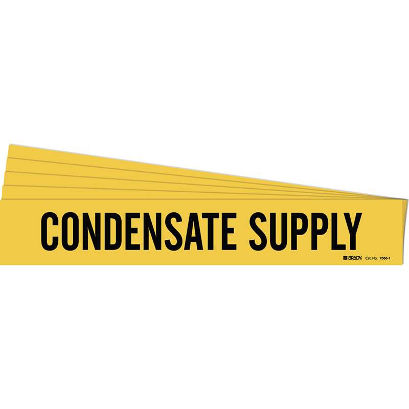 CONDENSATE SUPPLY Pipe Marker Style 1 Black on Yellow 1 per Card, 5 PK