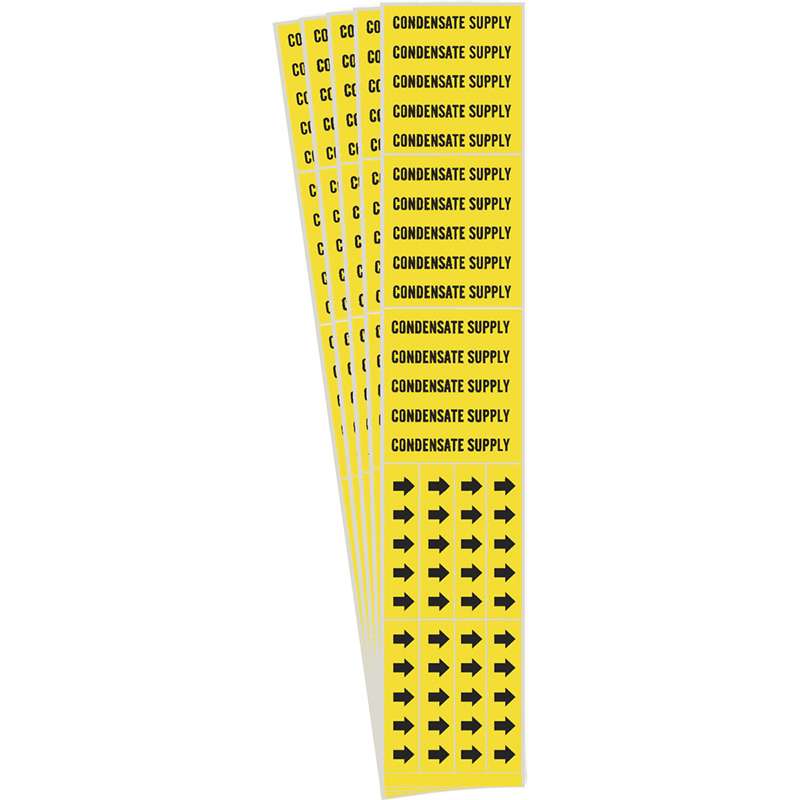 CONDENSATE SUPPLY Pipe Marker Style 3C Arrows Black on Yellow 3 per Card, 5 PK