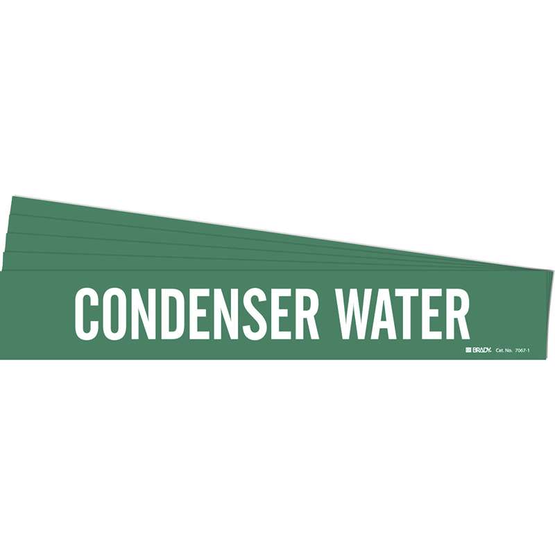 CONDENSER WATER Pipe Marker Style 1 White on Green 1 per Card, 5 PK
