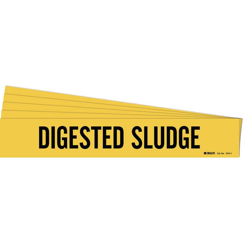 DIGESTED SLUDGE Pipe Marker Style 1 Black on Yellow 1 per Card, 5 PK