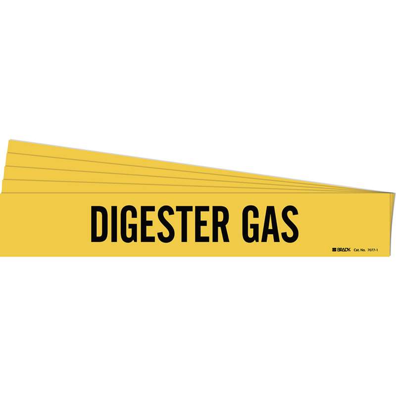 DIGESTER GAS Pipe Marker Style 1 Black on Yellow 1 per Card, 5 PK