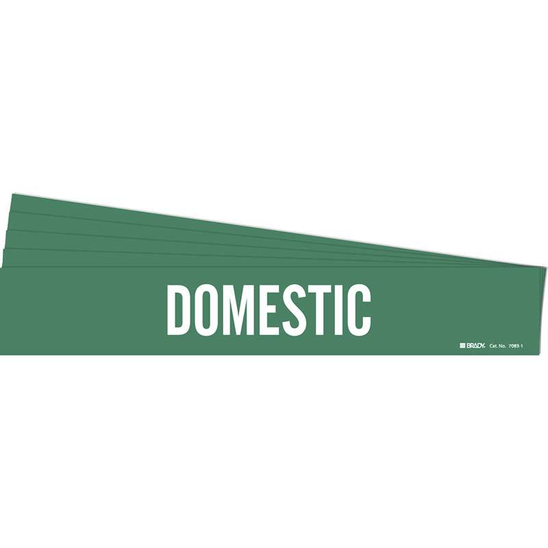DOMESTIC Pipe Marker Style 1 White on Green 1 per Card, 5 PK