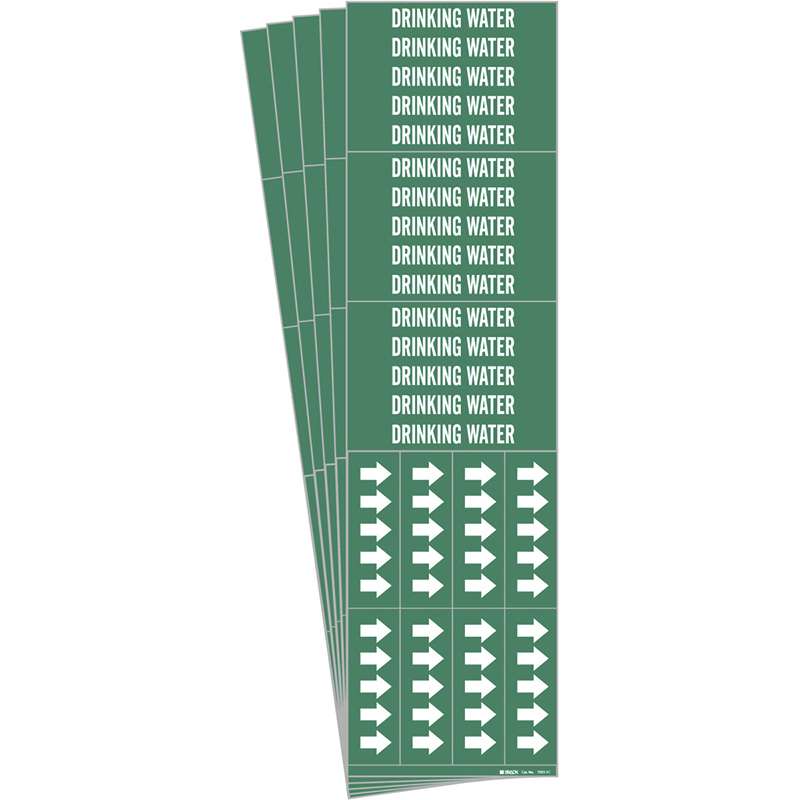 DRINKING WATER Pipe Marker Style 3C with Arrows White on Green 3 per Card, 5 PK