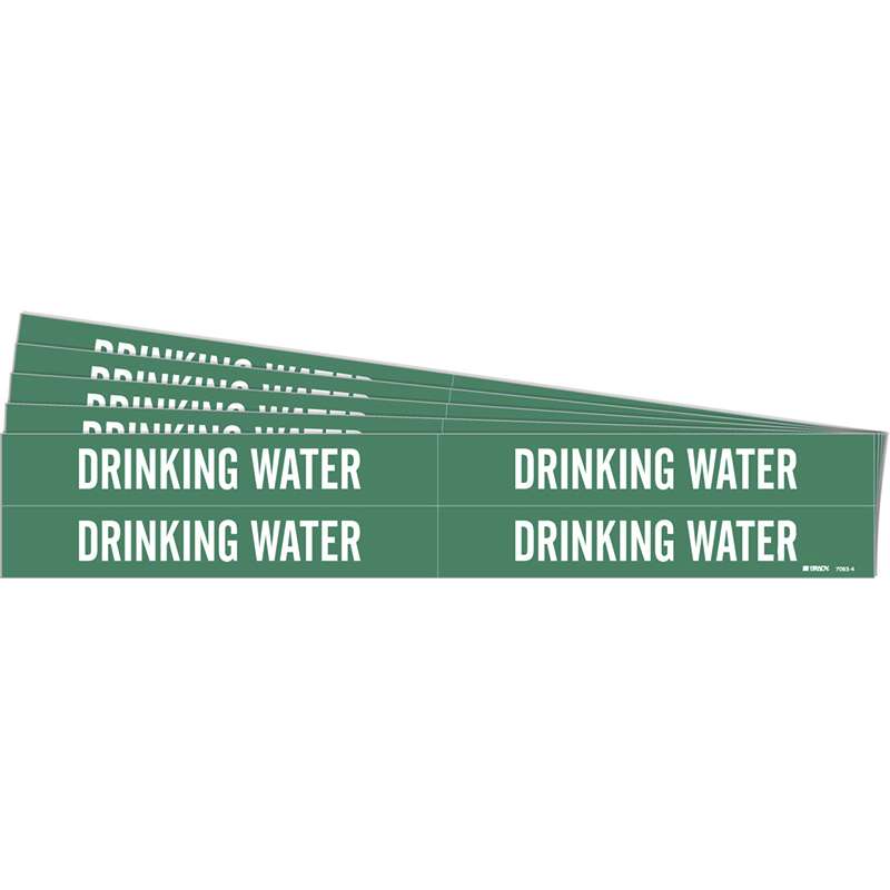 DRINKING WATER Pipe Marker Style 4 White on Green 4 per Card, 5 PK