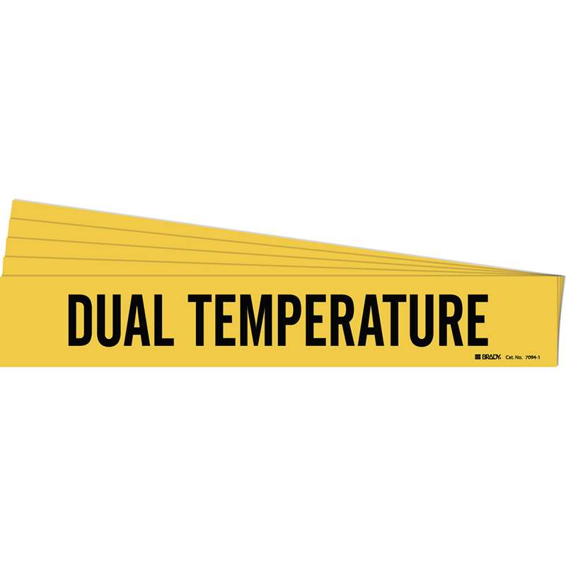 DUAL TEMPERATURE Pipe Marker Style 1 Black on Yellow 1 per Card, 5 PK
