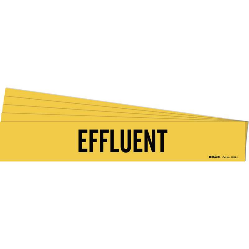 EFFLUENT Pipe Marker Style 1 Black on Yellow 1 per Card, 5 PK