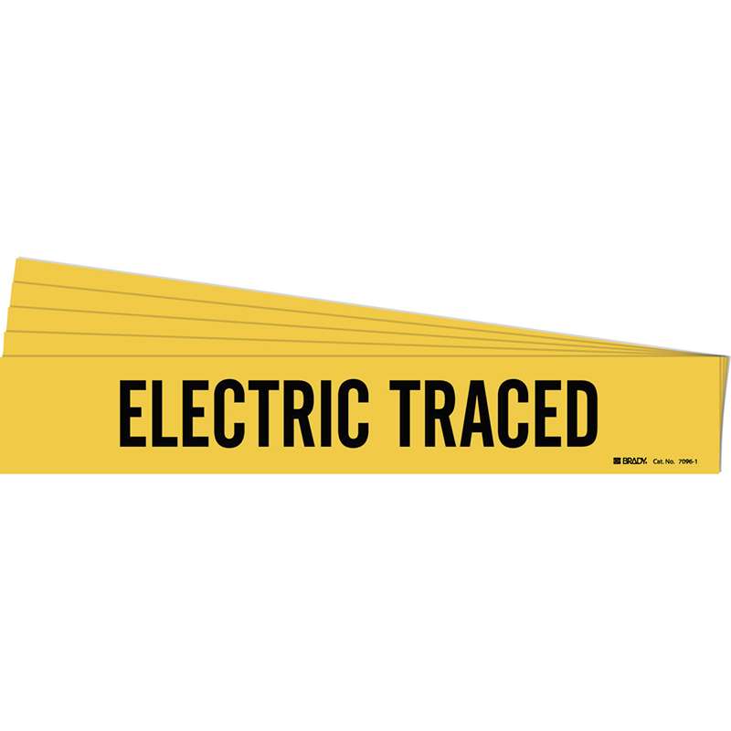 ELECTRIC TRACED Pipe Marker Style 1 Black on Yellow 1 per Card, 5 PK